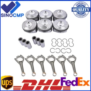 AJ126 Engine Pistons Rings Set & 6x Connecting Rod For Jaguar Land Rover 3.0L V6 - Picture 1 of 9