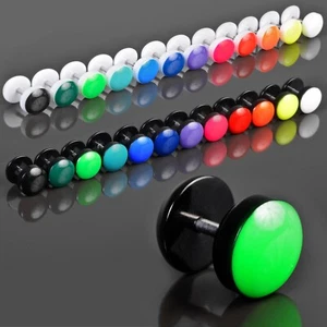 Fake Plug Piercing Acrylic Enamel Ear Stud Earring Tunnel Enameled Z465 - Picture 1 of 51