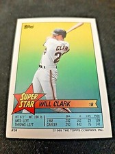 1989 Topps Super Star Sticker Back Card Will Clark #34  (RARE) (Mint)