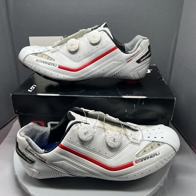 Zapatos de ciclismo Louis Garneau Course 2LS blancos rojos 1487179-019 para hombre talla 12,5 RAROS Foto 1 de 4