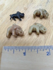 Brass Buffalo and 3 Agate Elephant Charms - Picture 1 of 1