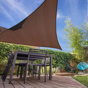 13-28 Fuß Sonnenschirm Segel rechts dreieckig Baldachin Außen Terrasse Hof Garten braun - Bild 1 von 9