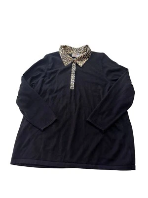 Quacker Factory Sweater Blouse 2X Womens Animal Print Stretch Pullover Cotton - Image 1 of 4