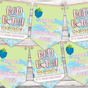 PLouise Style Bunting Personalised Birthday Banner Party Decoration bad energy - Picture 1 of 1