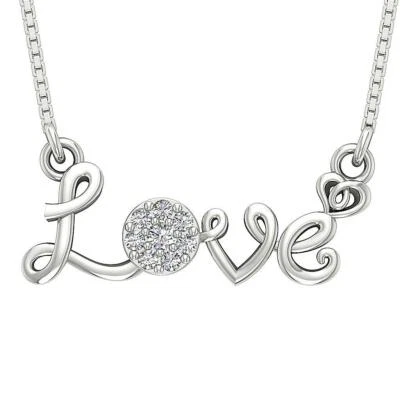 时尚 LOVE 吊坠项链 VVS1 E 0.20 克拉正品钻石 14K 纯金 — 第 1/4 张图片