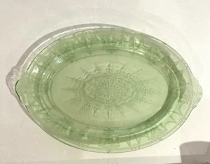 Anchor Hocking Cameo Ballerina Green Uranium Depression 12" x 8” Oval Platter - Picture 1 of 3