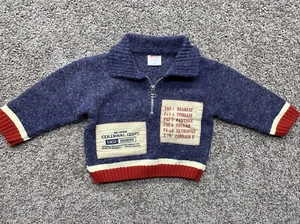 Vintage AMIGO Infant Boys 6-12 Month Preppy 1/4 Zip Up Wool Blend Sweater Planes - Picture 1 of 8