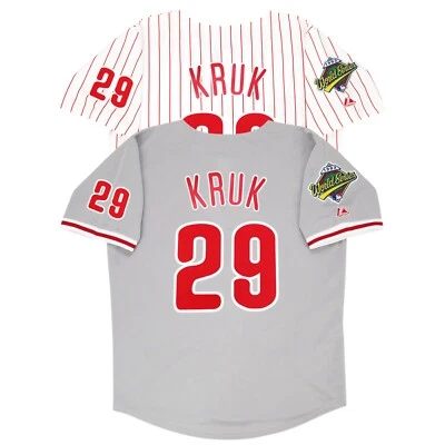John Kruk 1993 Philadelphia Phillies World Series Home & Road Men's Jersey