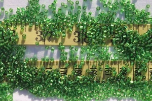 Cuentas de vidrio de tubo corneta francesa de colección de 2,5x2 mm forradas plateadas med verde artesanal/1 oz - Imagen 1 de 1
