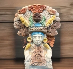Vintage Azteken Inka Häuptling Terrakotta Ton. 11” X 7”. - Bild 1 von 1