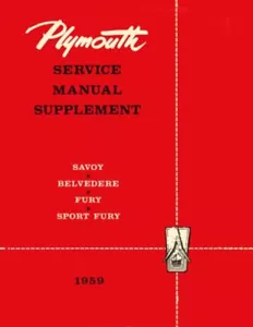 1959 Plymouth Shop Service Repair Manual Supplement Engine Drivetrain Electrical - Picture 1 of 1