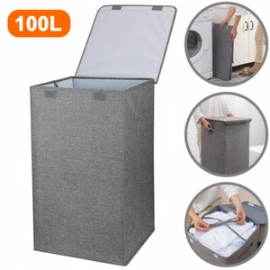 100L Wäschesammler mit Deckel Aufbewahrungssack Wäschekorb  aufbewahrungsbox - Bild 1 von 16