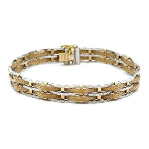 14KT TWO-TONE GOLD FANCY LINK BRACELET 7.5", 15.8 GRAMS - Picture 1 of 8