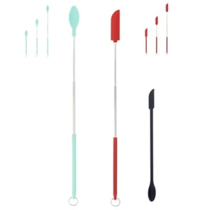 3 Pack Mini Silicone Spatula Set Small Rubber Spatula Makeup Thin Jar Scraper - Picture 1 of 7