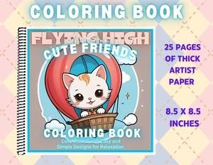 Cute Friends: Spiral Bound Coloring Book for Relaxation 25pgs - Thick Paper #02 - Picture 1 of 1
