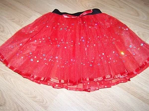Child Size 4-6 Homemade Red Silver Sequins Tulle Tutu Skirt Dance Costume New - Picture 1 of 3