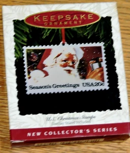 Hallmark Keepsake Ornament U.S Christmas Stamps W/Display Stand 1993 VTG - Picture 1 of 3