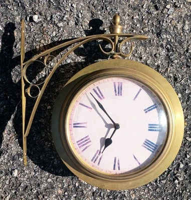 Smith & Hawken Copper Train Station Clock Made In England Solid Brass - Image 1 of 4