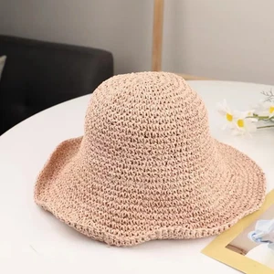 Chapeau De Plage Femme Casquette De Protection Solaire Simple Femmes Panama Chap - Foto 1 di 15
