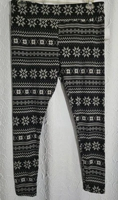 Leggings para mujer Time and Tru Fair Isle tiro alto ajustados negros nieve XL (16-18) Foto 1 de 4