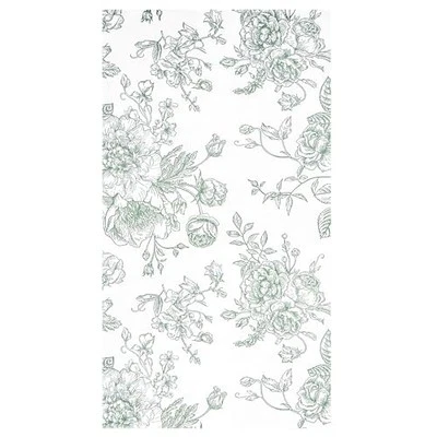 100 Floral Guest Napkins Sage Green and White Toile Disposable Paper Napkins  - Image 1 of 4