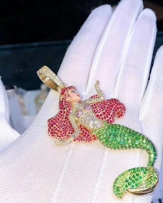 3.00Ct Round Cut Diamond The Little Mermaid Pendant 14K Yellow Gold Plated - Image 1 of 4