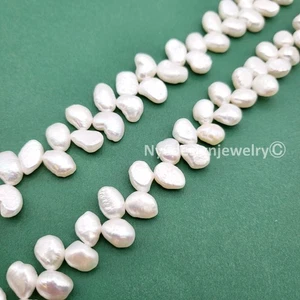 Cultured Freshwater Pearls 7x6–9x7mm Herringbone Drill White Rice Beads Jewelry - Picture 1 of 8