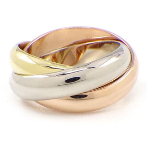 Cartier Ring Trinity 3 Row Triple Band 750(18K) Tri-Color Gold #50 US5.5 - Picture 1 of 9