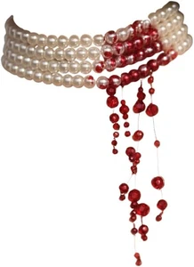 Handmade Dripping Blood Imitation Pearls Necklace Vampire Choker Party Costume W - Picture 1 of 12