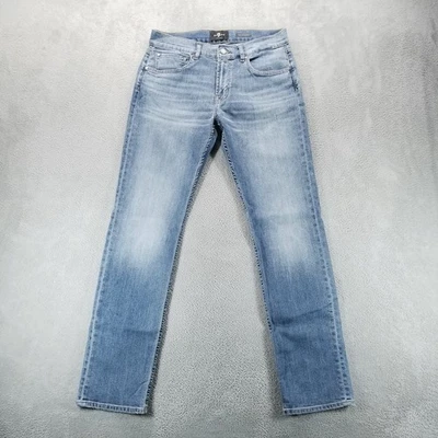 Pantalones de mezclilla 7 For All Mankind para hombre 32x32 azules tiro medio recto desteñidos lavado claro Foto 1 de 4