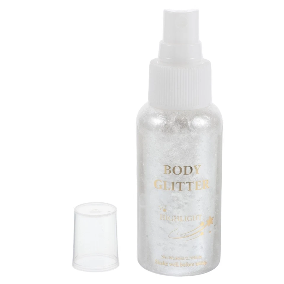  Spray corpo lucido Glitter corpo scintillanti Lacca per capelli glitter argento - Immagine 1 di 4