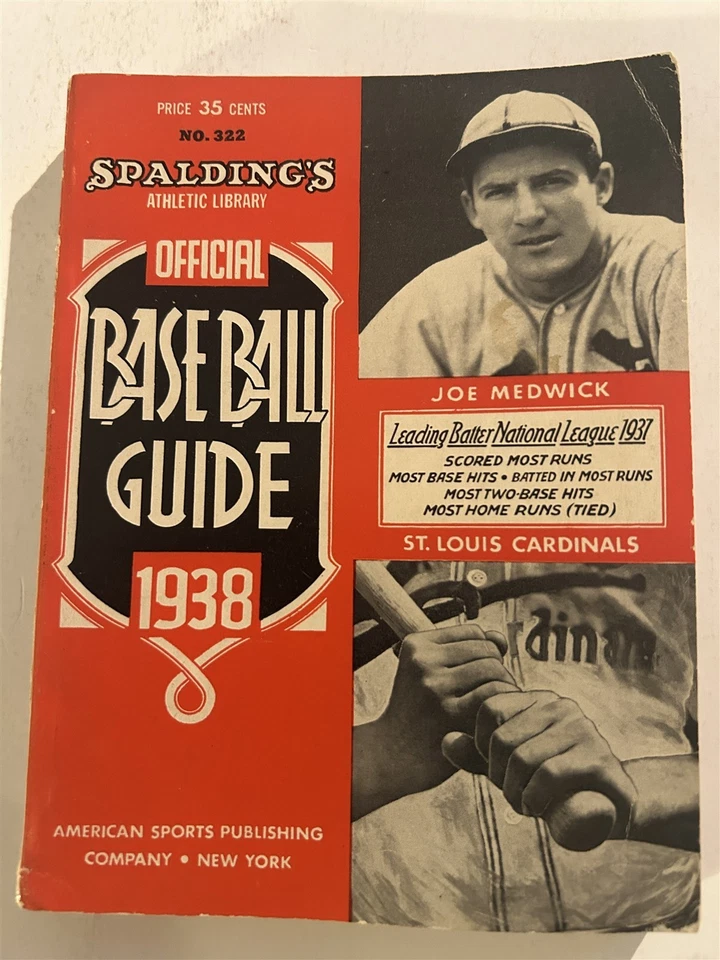 1938 SPALDING BASEBALL Guide Cardinals JOE MEDWICK Yankees DIMAGGIO Lou GEHRIG - Imagem 1 de 4