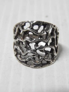 VINTAGE SOUTHWEST / MEXICAN STERLING SILVER BRUTALIST / MODERNIST RING sz:6 1/4 - Bild 1 von 4
