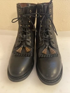 Ariat Damen 7B Westernreiten schwarz Leder Quaste runde Spitze Schnürstiefel - Bild 1 von 15