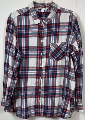 Old Navy The Classic Shirt XXL Red Blue White Tartan Plaid Flannel Button Down - Image 1 of 4