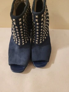 Kenneth Cole Reaction Women's Shoes Ankle Boots Size 7M Studded Blue  Open  Toes - Picture 1 of 8