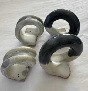 ARTISAN CLAY SERVENRINGE 4er-Set blau und cremefarben handgefertigt - Bild 1 von 18