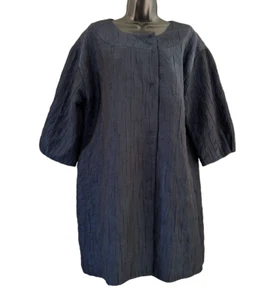 Apostrophe Crinkle Jacket Womens Size Large Blue Snap Front Long Sleeve Lined - Picture 1 of 19