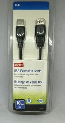 USB 10’ 10ft Foot Extension Cable Staples Good For Xbox Controllers data etc - Image 1 of 4