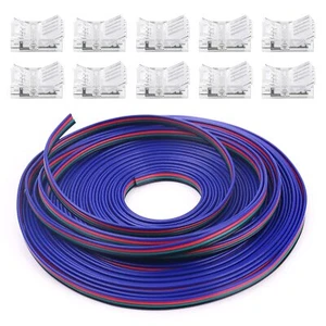 50ft RGB 4 Wire Cable 22 AWG 4Pin RGB Wire with 10PCS LED Strip Connector 22 ... - Picture 1 of 7