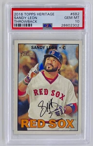 2016 Topps Heritage High SANDY LEON PSA 10 GEM Throwback Variation SSP #682 Pop2 - Picture 1 of 2