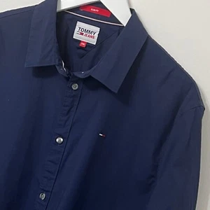 Tommy Jeans Slim Fit Shirt Size 2XL XXL Navy Blue Long Sleeve - Picture 1 of 9
