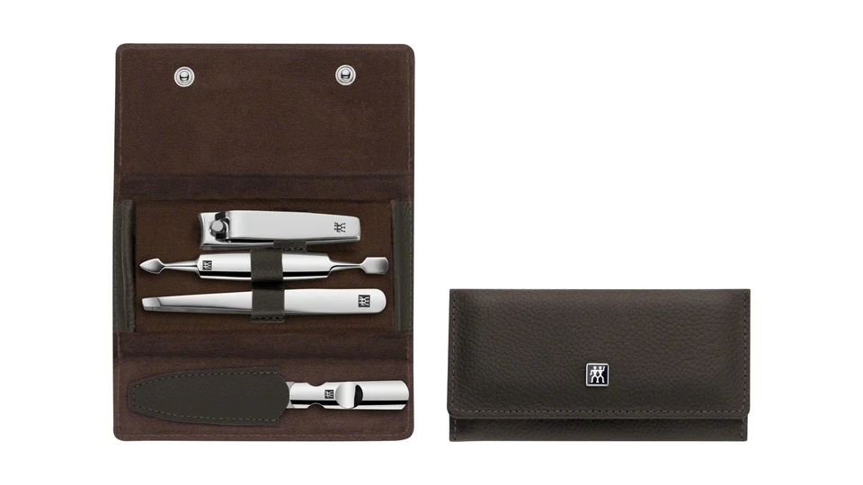 ZWILLING J.A. HENCKELS Maniküre Classic Inox 4 tlg. Druckknopf-Etui braun - Bild 1 von 1
