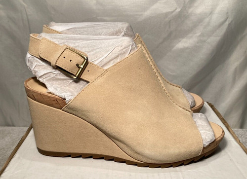 Clarks sandali donna con zeppa scamosciata punto flessibile tortora UK 8 D 42