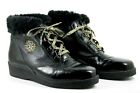 Kandahar Womens UK 8 Black Leather Lace Up Shearling Low Wedge Heel Ankle Boots