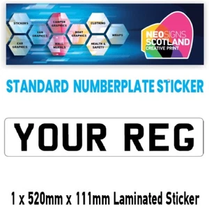 NNP01 Standard Number Plate Stick On - Bonnet Bumper Caravan - Show Fun Sticker - Picture 1 of 1