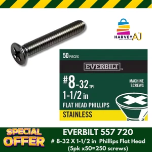 Everbilt 557 720 Phillips Flat Head Stainless # 8-32 x 1-1/2" (5pk x50=250) - Picture 1 of 2