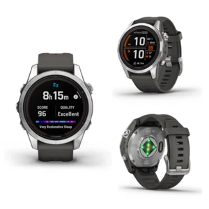 Reloj inteligente GPS multideportivo Garmin Fenix 7S PRO solar 42 mm plateado con banda de grafito - Imagen 1 de 10