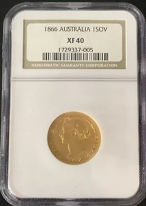 1866 Australia Queen Victoria Gold Sovereign NGC XF 40 - Picture 1 of 4