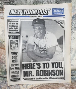 Jackie Robinson New York Post April 15, 1997 Baseball Newspaper 50th Anniversary - Picture 1 of 4